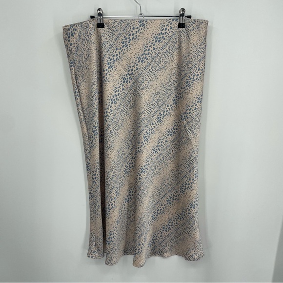 RTR NOW Dot Midi Slip Skirt Sz XL cream blue - Picture 3 of 8